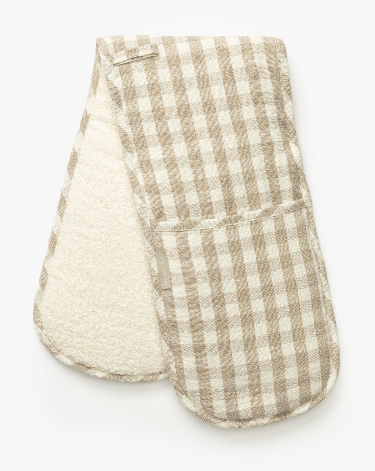 McGee & Co. linen double oven mitt.